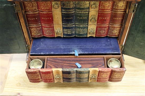 A William IV leather sewing and writing cabinet 32cm high x 29cm wide
